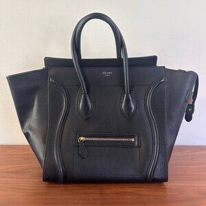 CELINE Black Leather Travel Luggage Tote
